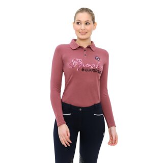 Spooks Roxie Sequin Polo Longsleeeve Damen dark rose