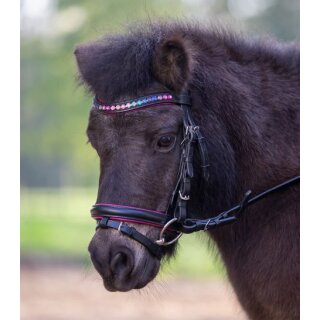 Waldhausen Trense Star Pinky schwarz/bunte Glitzersteine Pony