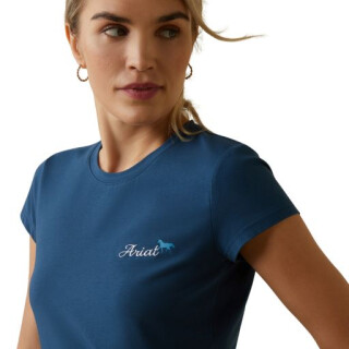 Ariat T-Shirt Logo Script Damen deep petroleum XS